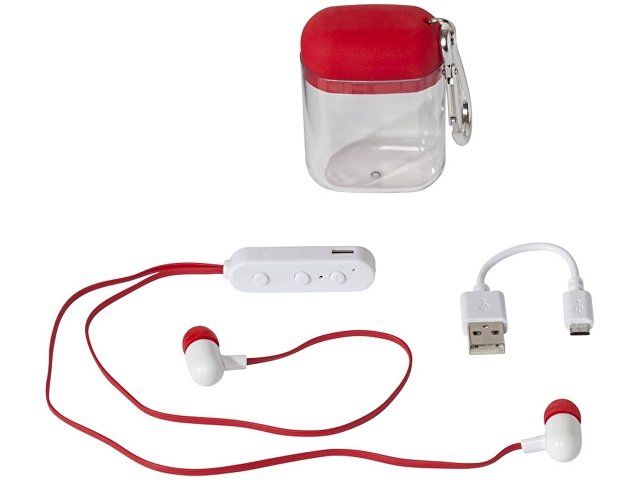 Наушники с функцией Bluetooth® с чехлом с карабином, красный