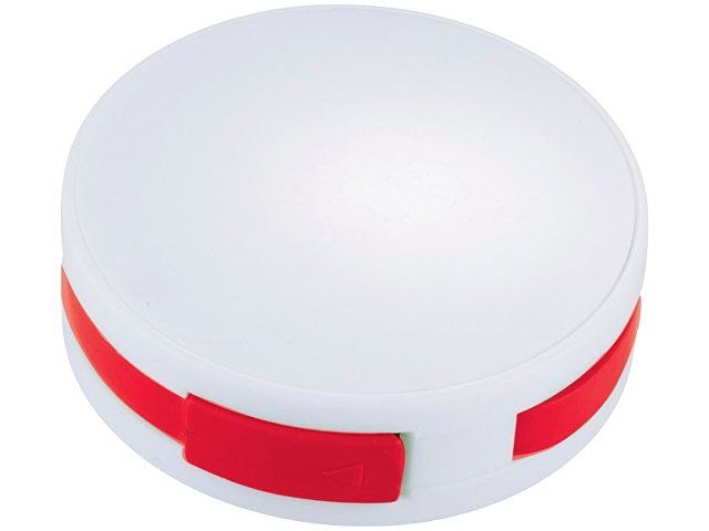 USB Hub "Round", на 4 порта, белый/красный