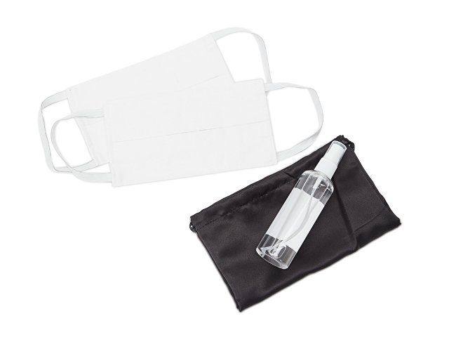 Набор средств индивидуальной защиты в сатиновом мешочке "Protect Plus", белый