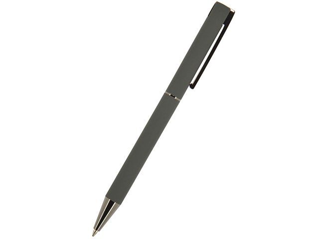 Ручка "Bergamo" шариковая автоматическая, серый металлический корпус, 1.0 мм, синяя