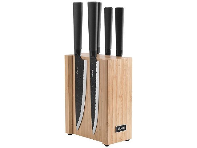 Набор из 5 кухонных ножей на магнитном блоке, NADOBA, серия HORTA