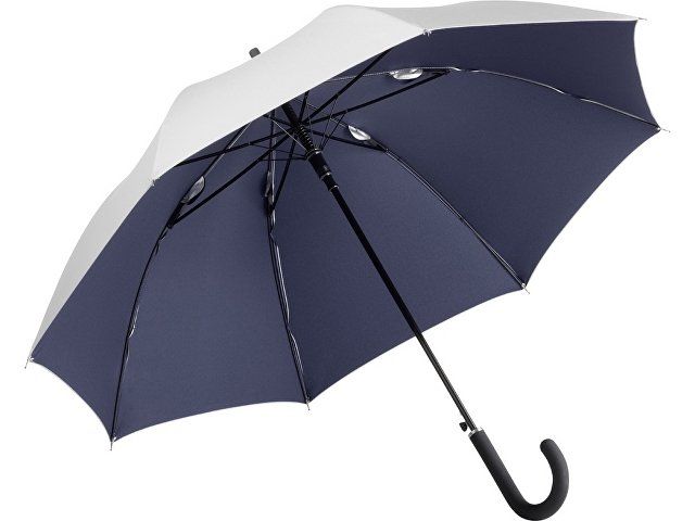 Зонт-трость 7119 Double silver, полуавтомат, серебристый/темно-синий