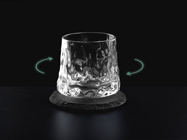 Вращающийся бокал для виски на сланцевом костере "Bromo"