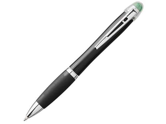 Светящаяся шариковая ручка Nash со светящимся черным корпусом и рукояткой, зеленый