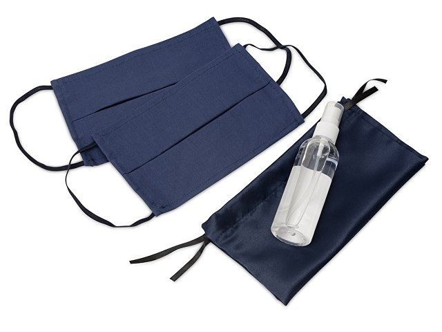 Набор средств индивидуальной защиты в сатиновом мешочке "Protect Plus", синий