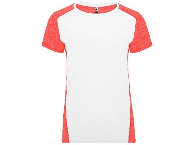 Спортивная футболка "Zolder" женская, белый/меланжевый неоновый коралловый