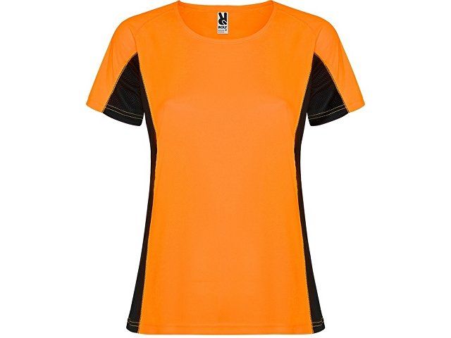 Футболка "Shanghai" женская, неоновый оранжевый/черный