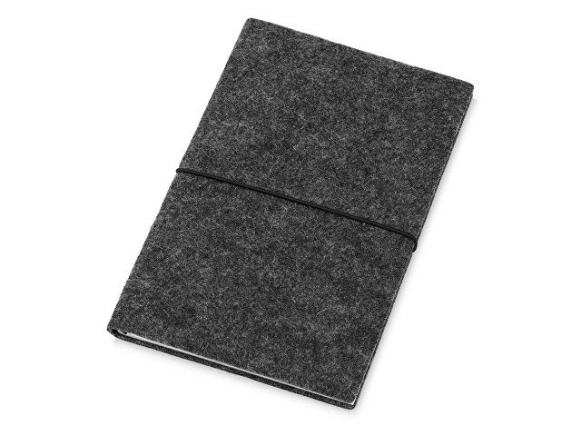 Блокнот из RPET-фетра А5 "Felt", гибкая обложка, 80 листов 70 гр/м2 белой бумаги, темно-серый