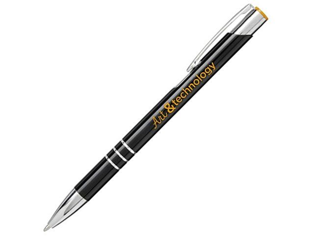 Ручка металлическая шариковая «Moneta» с цветной кнопкой, черный/оранжевый