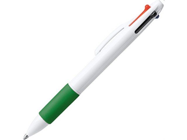 Ручка шариковая KUNOY с чернилами  4-х цветов, белый/папоротник