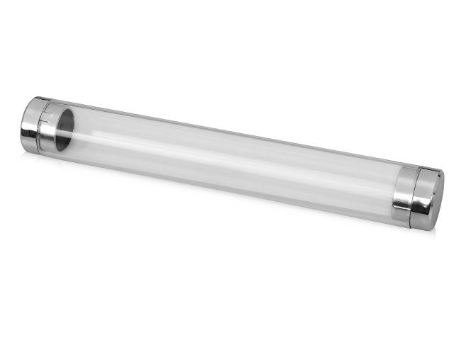 Тубус для 1 ручки «Аяс», прозрачный/серебристый