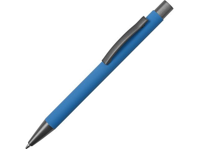 Ручка металлическая soft touch шариковая «Tender», голубой/серый