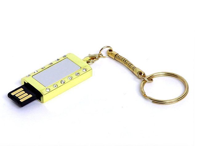 USB-флешка на 8 Гб в виде "Кулона" с кристаллами, мини чип, золотой