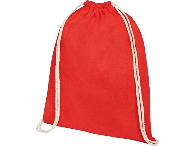 Рюкзак со шнурком Oregon хлопка плотностью 140 г/м2, красный