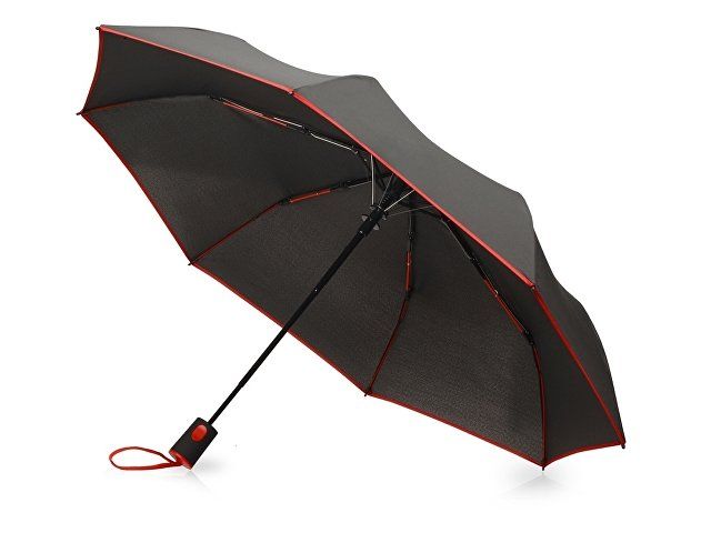 Зонт-полуавтомат складной Motley с цветными спицами, красный