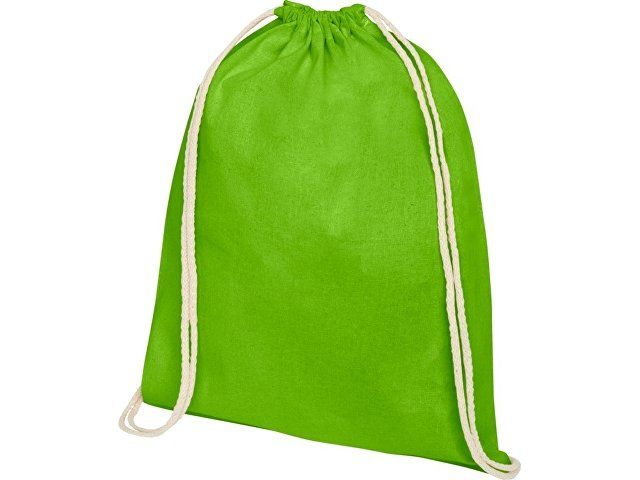Рюкзак со шнурком Oregon хлопка плотностью 140 г/м², лайм