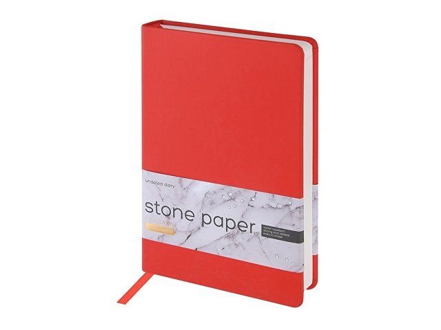 Ежедневник с каменной бумагой недатированный А5 "Carrara", красный