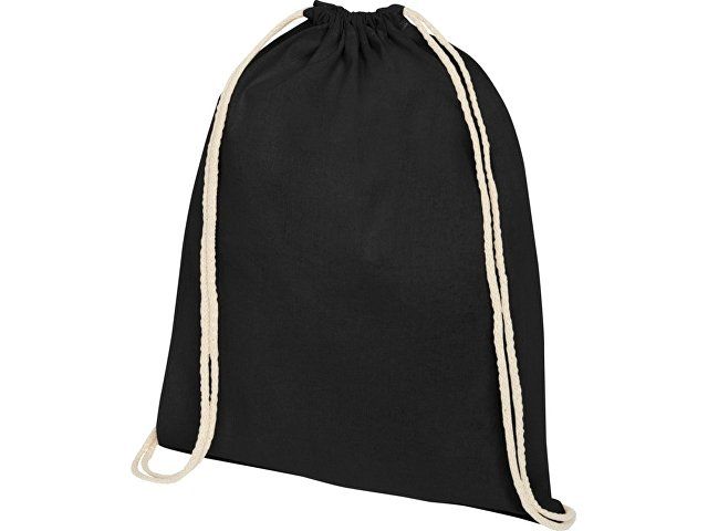 Рюкзак со шнурком Oregon хлопка плотностью 140 г/м2, черный