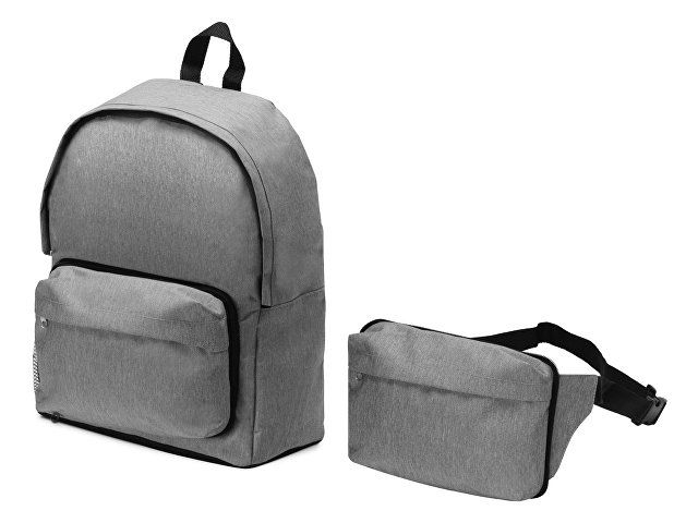 Рюкзак из переработанного пластика «Extend» 2-в-1 с поясной сумкой, серый
