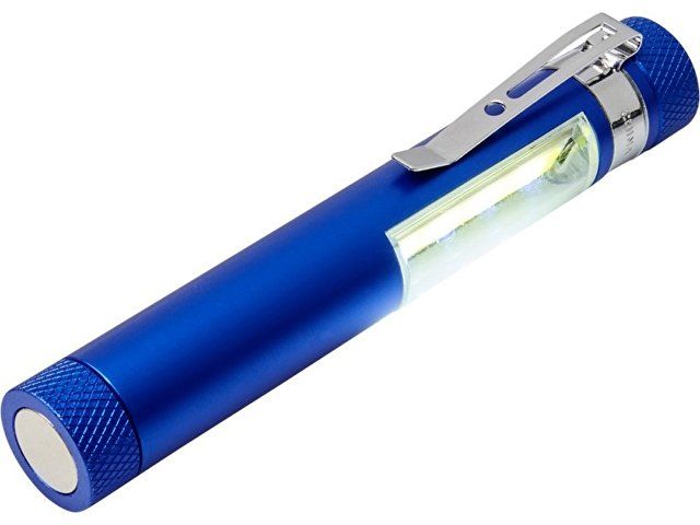 Карманный фонарик Stix с зажимом, оснащен бескорпусным чипом и магнитным держателем, синий