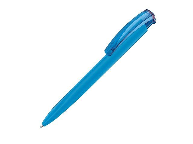 Ручка шариковая трехгранная UMA «TRINITY K transparent GUM», soft-touch, голубой