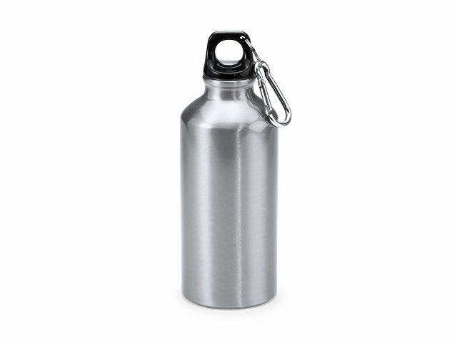 Алюминиевая бутылка ATHLETIC с карабином, 400 мл, серебристый