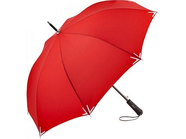 Зонт-трость 7571 Safebrella с фонариком и светоотражающими элементами, полуавтомат, красный