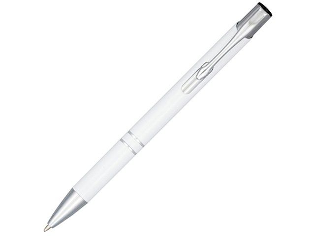 Кнопочная шариковая ручка Moneta из анодированного алюминия, черные чернила, белый