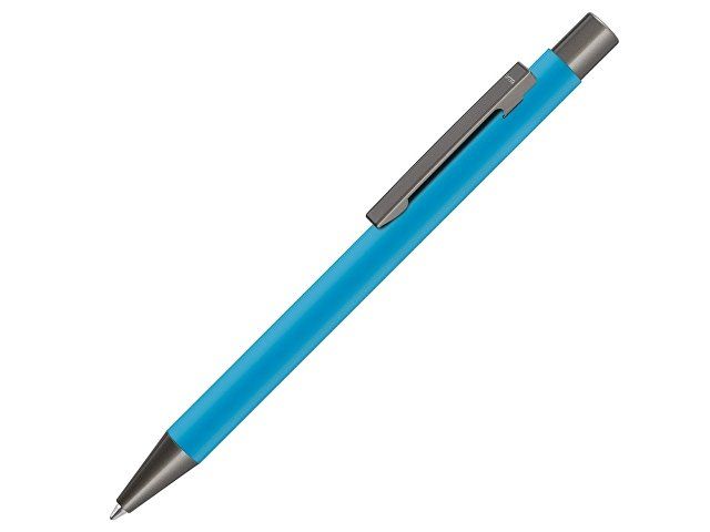 Ручка шариковая UMA «STRAIGHT GUM» soft-touch, с зеркальной гравировкой, голубой