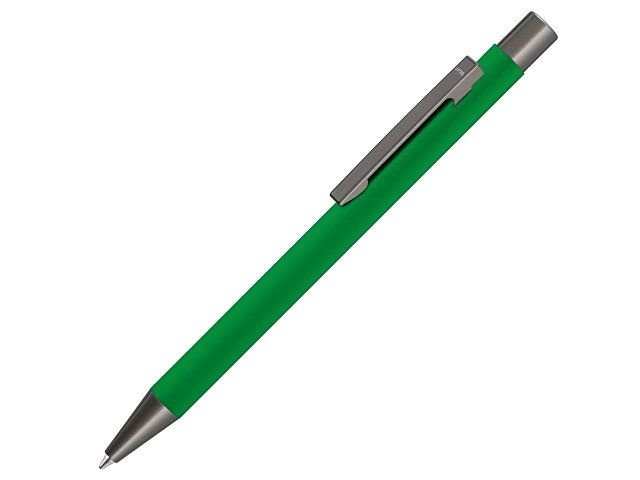 Ручка шариковая UMA «STRAIGHT GUM» soft-touch, с зеркальной гравировкой, зеленый