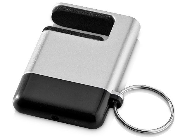 Подставка-брелок для мобильного телефона "GoGo", серебристый/черный