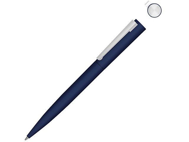 Металлическая шариковая ручка soft touch "Brush gum", темно-синий