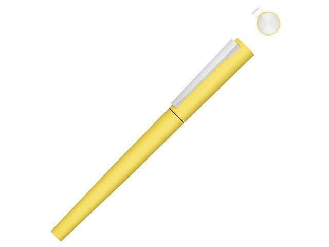 Ручка металлическая роллер «Brush R GUM» soft-touch с зеркальной гравировкой, желтый
