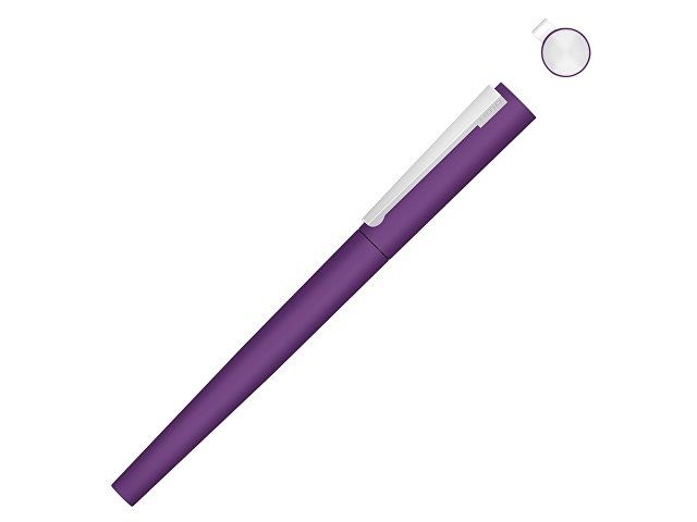 Ручка металлическая роллер «Brush R GUM» soft-touch с зеркальной гравировкой, фиолетовый