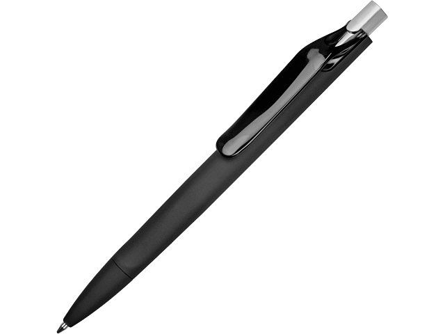 Ручка пластиковая шариковая Prodir ds6prr-Z75 "софт-тач", черный с серебристой кнопкой