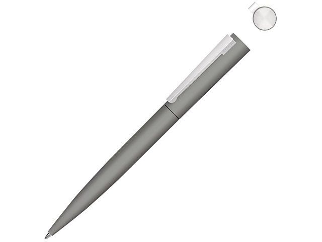Металлическая шариковая ручка soft touch "Brush gum", серый