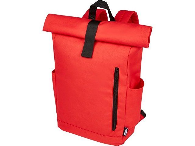 Рюкзак Byron 15,6" объемом 18 л со скручиваемым верхом, изготовленный из переработанного ПЭТ по стандарту GRS, красный