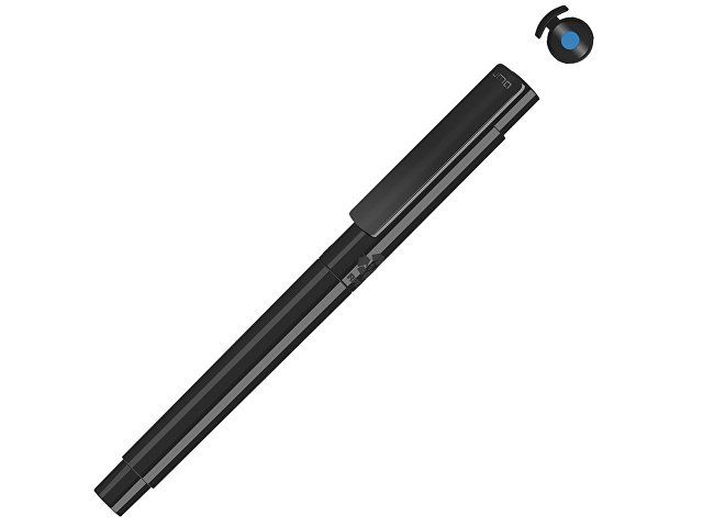 Капиллярная ручка в корпусе из переработанного материала rPET «RECYCLED PET PEN PRO FL», черный с голубым
