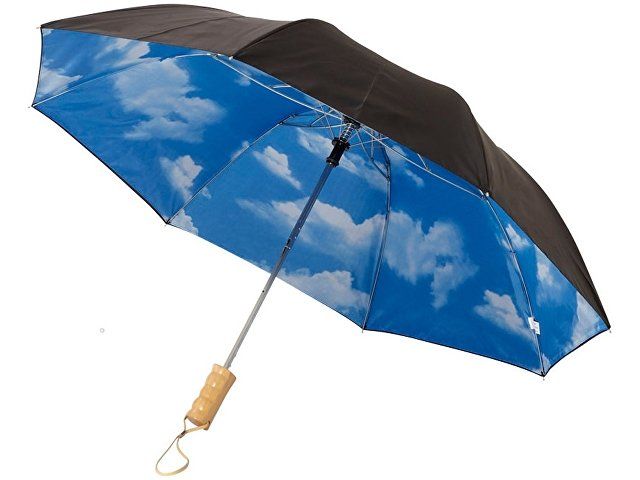 Зонт Blue skies 21" двухсекционный полуавтомат, черный