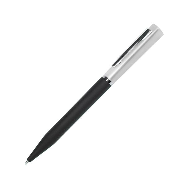 M1, ручка шариковая, черный/серебристый, пластик, металл, софт-покрытие