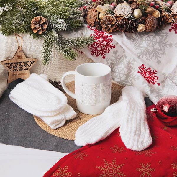 Набор подарочный WINTER WELL: кружка, варежки, носки, белый