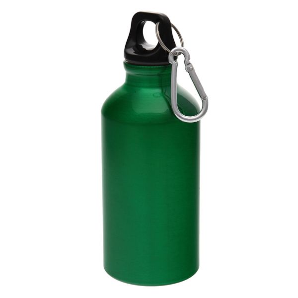 Бутылка для воды "Mento-1", алюминиевая, с карабином, 400 мл., зеленый