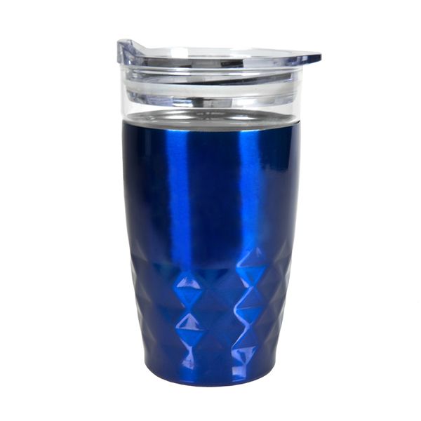 Термокружка вакуумная "Cristal"; синий; 350 мл; металл; стекло
