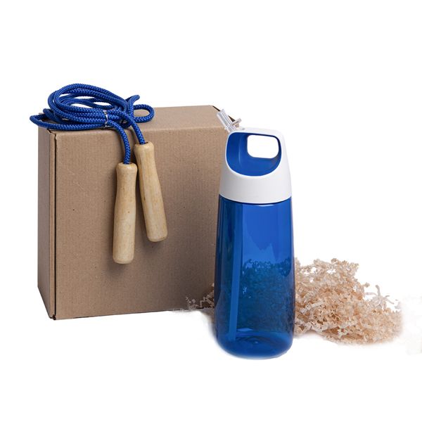 Набор подарочный INMODE: бутылка для воды, скакалка, стружка, коробка, синий