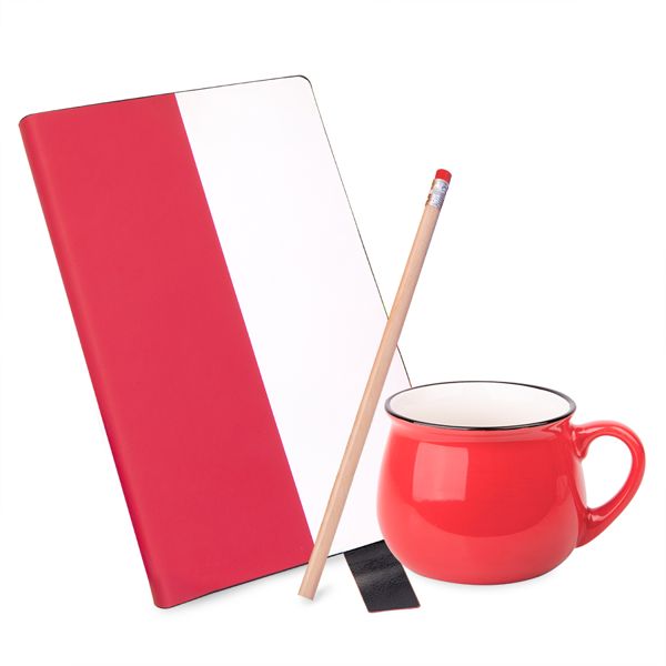 Подарочный набор LAST SUMMER: бизнес-блокнот, кружка, карандаш чернографитный, красный