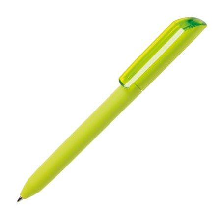 Ручка шариковая FLOW PURE, зеленое яблоко корпус/прозрачный клип, покрытие soft touch, пластик