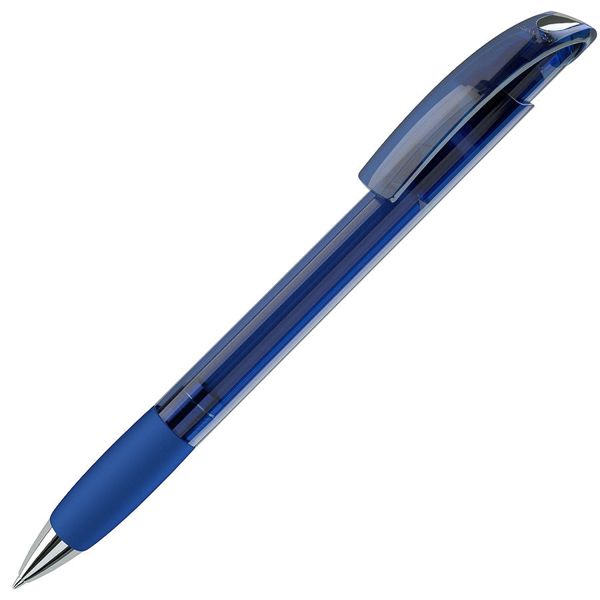 NOVE LX, ручка шариковая с грипом, прозрачный синий/хром, пластик