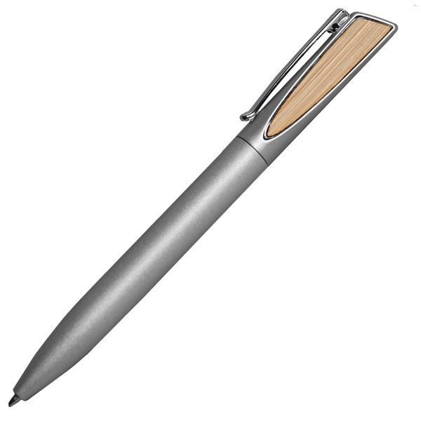 Ручка шариковая SOLO, серебряный, металл, пластик, дерево, цвет чернил синий