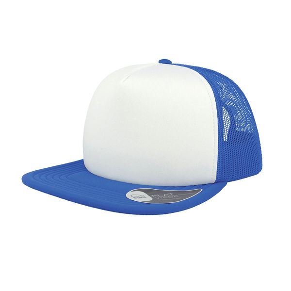 Бейсболка "SNAP 90S", 5 клиньев, пластиковая застежка, синий, белый,100 %полиэстер,80 г/м2