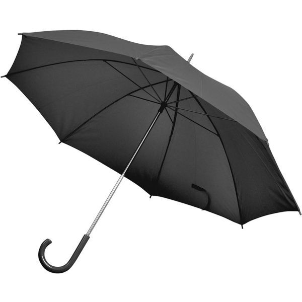 Зонт-трость с пластиковой ручкой, механический; черный; D=103 см; 100% полиэстер; шелкография